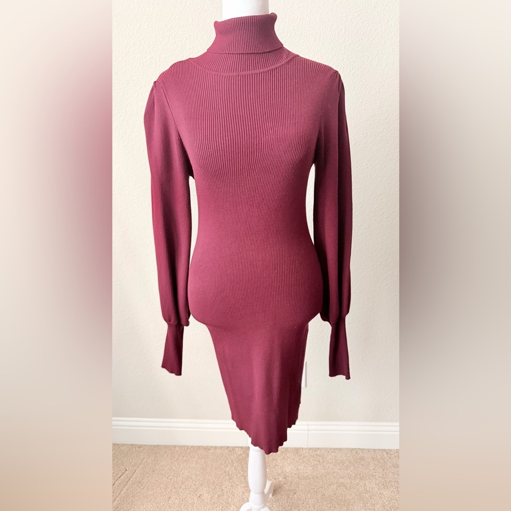 Elegant Burgundy Sweater Dress
